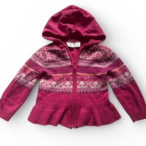 Koala Kids Pink Fair Isle Zip Hoodie Sweater 3T Nordic Knit Jacket Toys R Us